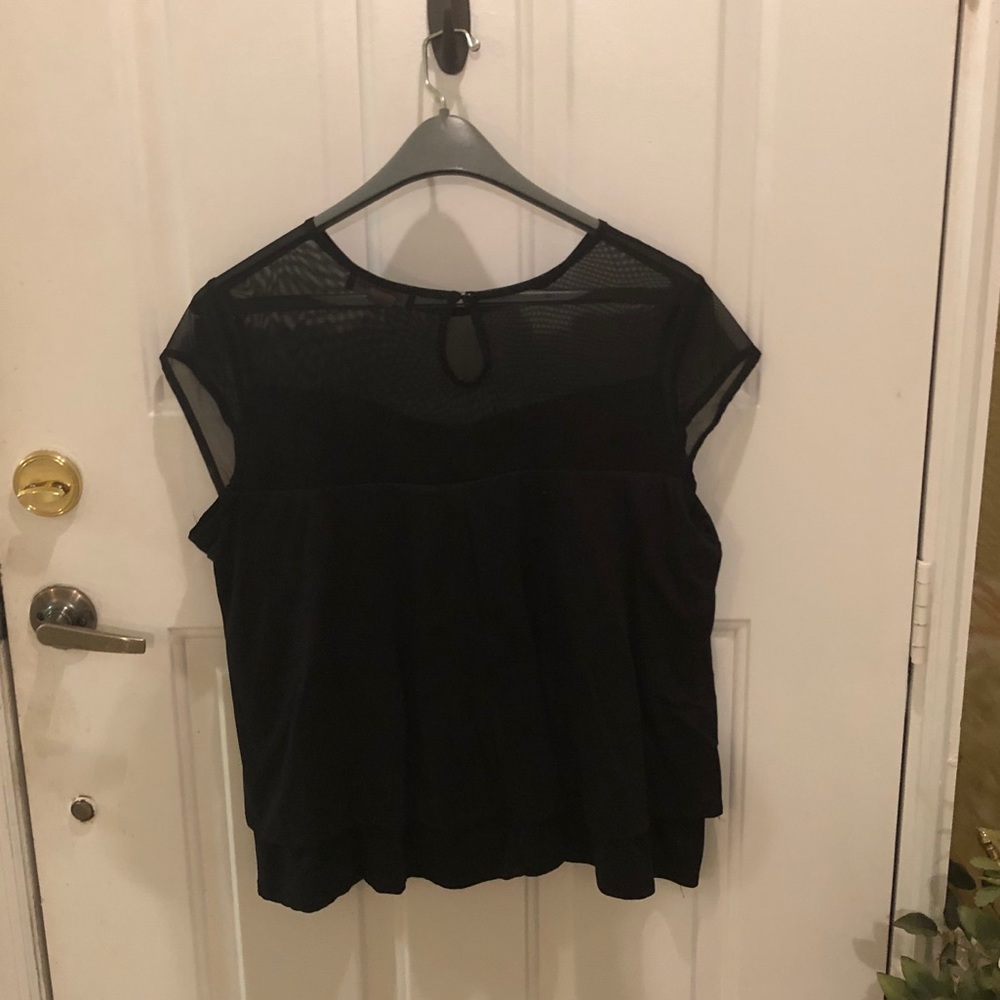 Arabella black layer high low blouse mesh upper 3X